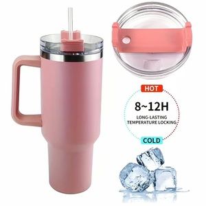 Pink Stanley 40oz Insulated Tumbler Stainless Steel Cup & Lid Reusable Straw NEW